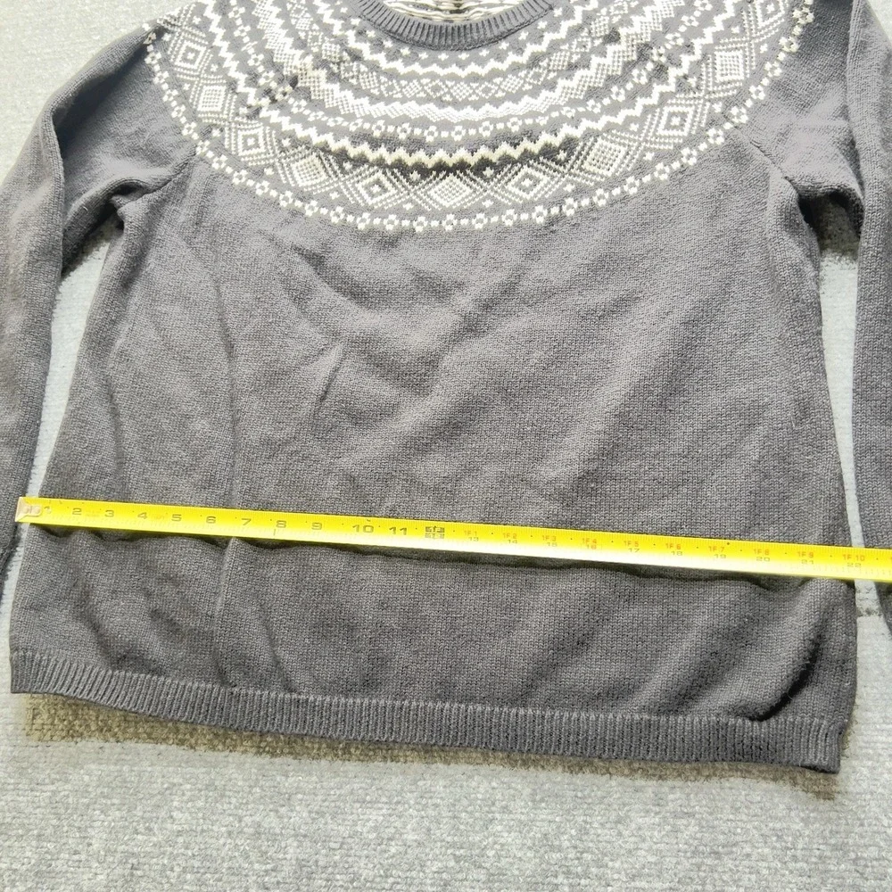 Talbots Fair Isle Style‎ Sweater Gray Green Navy Size XL Cozy Winter Knit